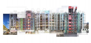 Etude pr&eacute;paratoire pour la r&eacute;alisation de la photo "La Fa&ccedil;ade est du Centre Pompidou"